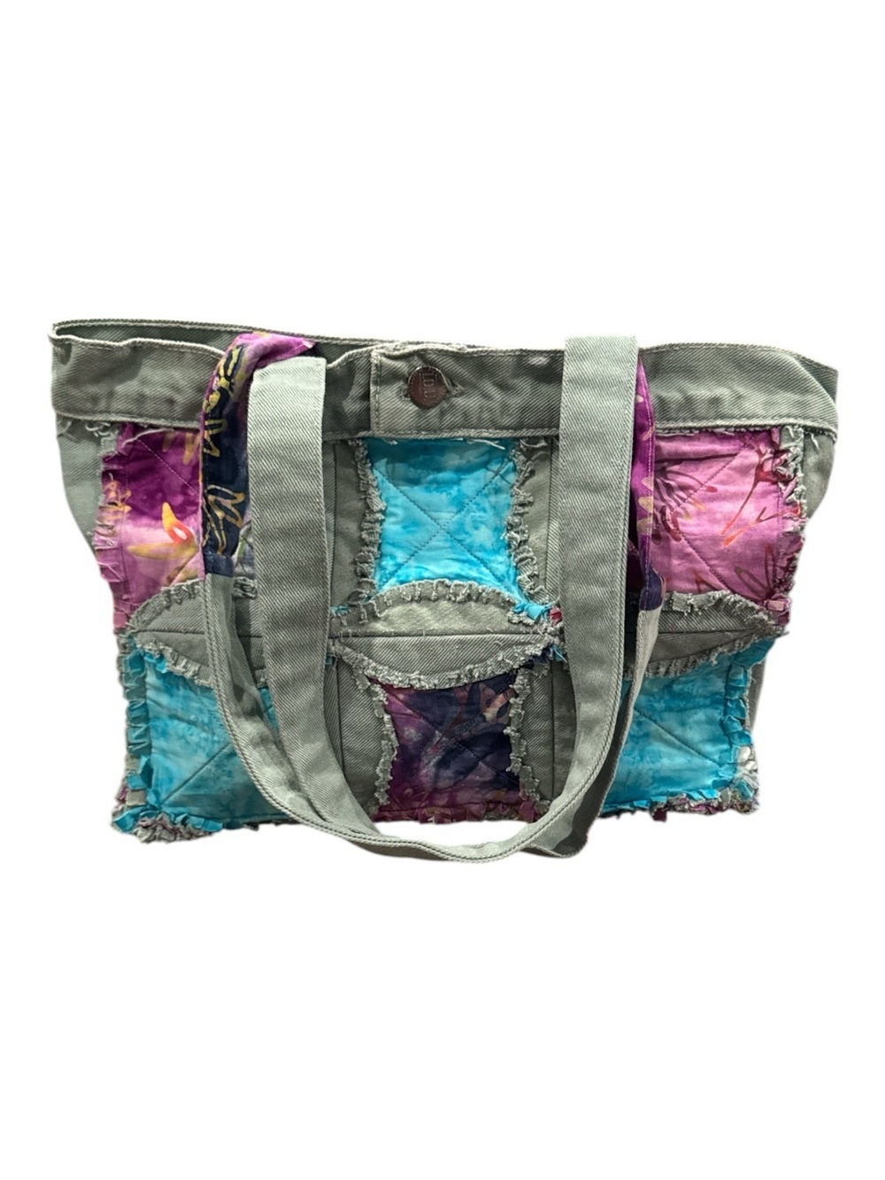 Handmade Quilted Patchwork Tote Bag Boho Art Denim Upcycled OOAK